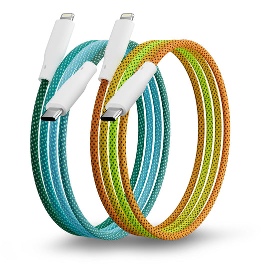 USB C to Lightning Cable 3 FT, 2 Pack iPhone Charger Cord Colorful Nylon Braided Fast Charging Sunrise Cable for iPhone 14 13 12 11 Pro XS Max XR X 8…