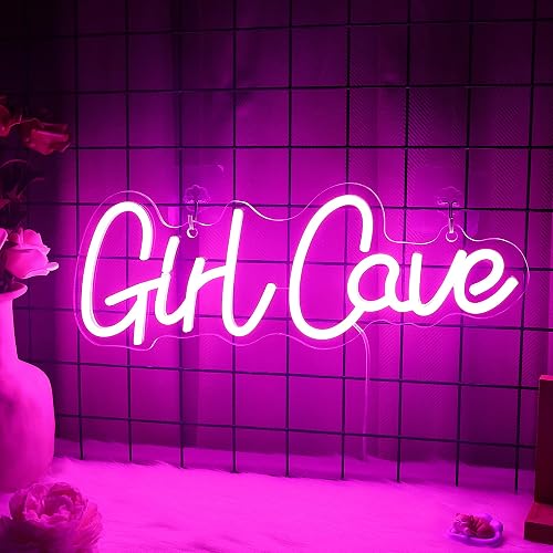 YuanDian Girl Cave Neon Sign, Dimmable Pink LED Neon Lights with USB Powered for Wall Decor, Gifts for Girls Women