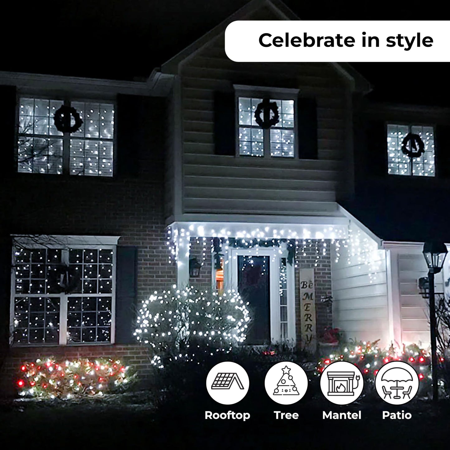 60 LED Mini Christmas Lights Cool White Green Wire String Lighting Indoor Outdoor Xmas Tree Garden Holiday Party Decor UL Certified Indoor & Outdoor