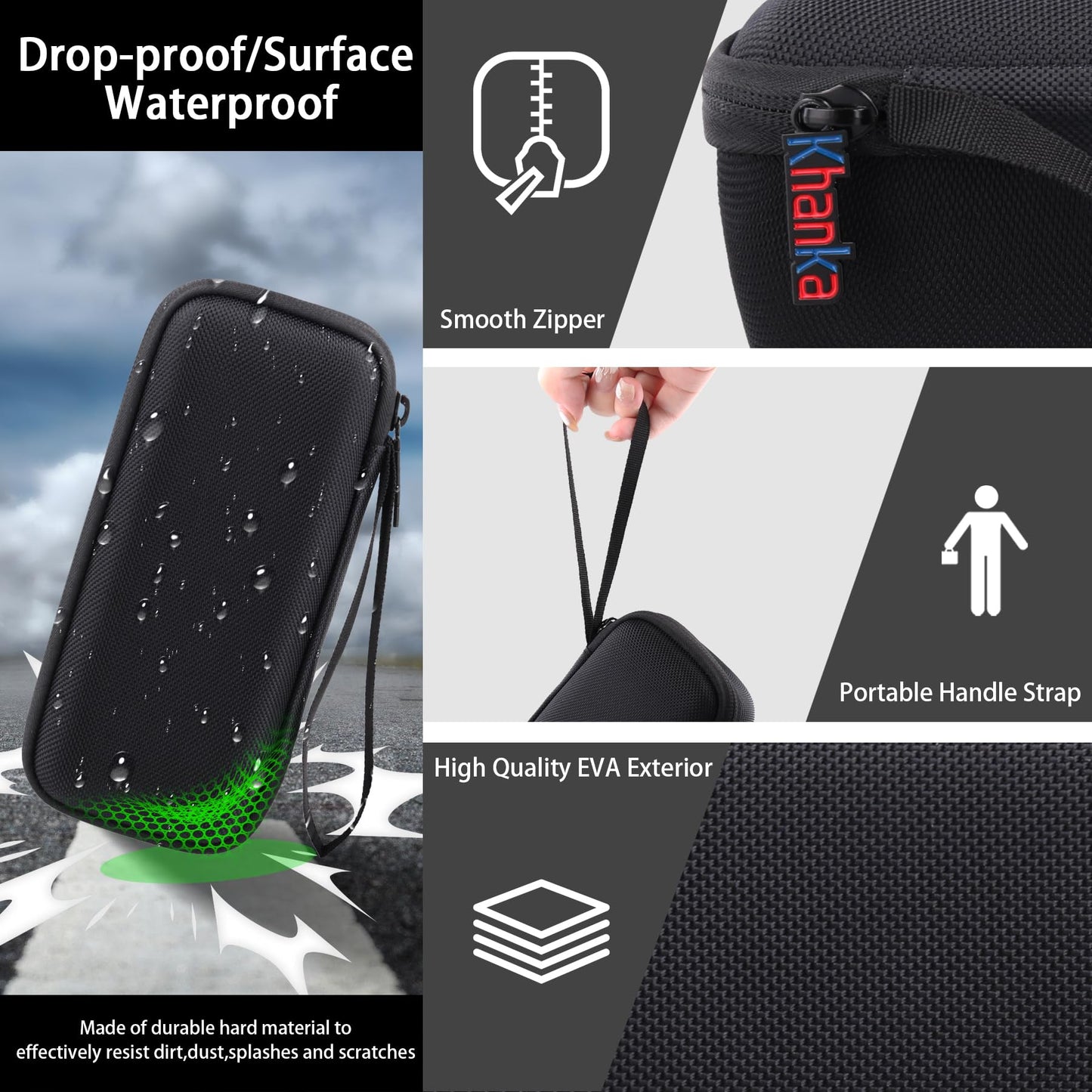 khanka Hard Travel Case Replacement for Sonos Roam 2 / Sonos Roam/Roam SL Portable Smart Bluetooth Speaker (Inside Black)