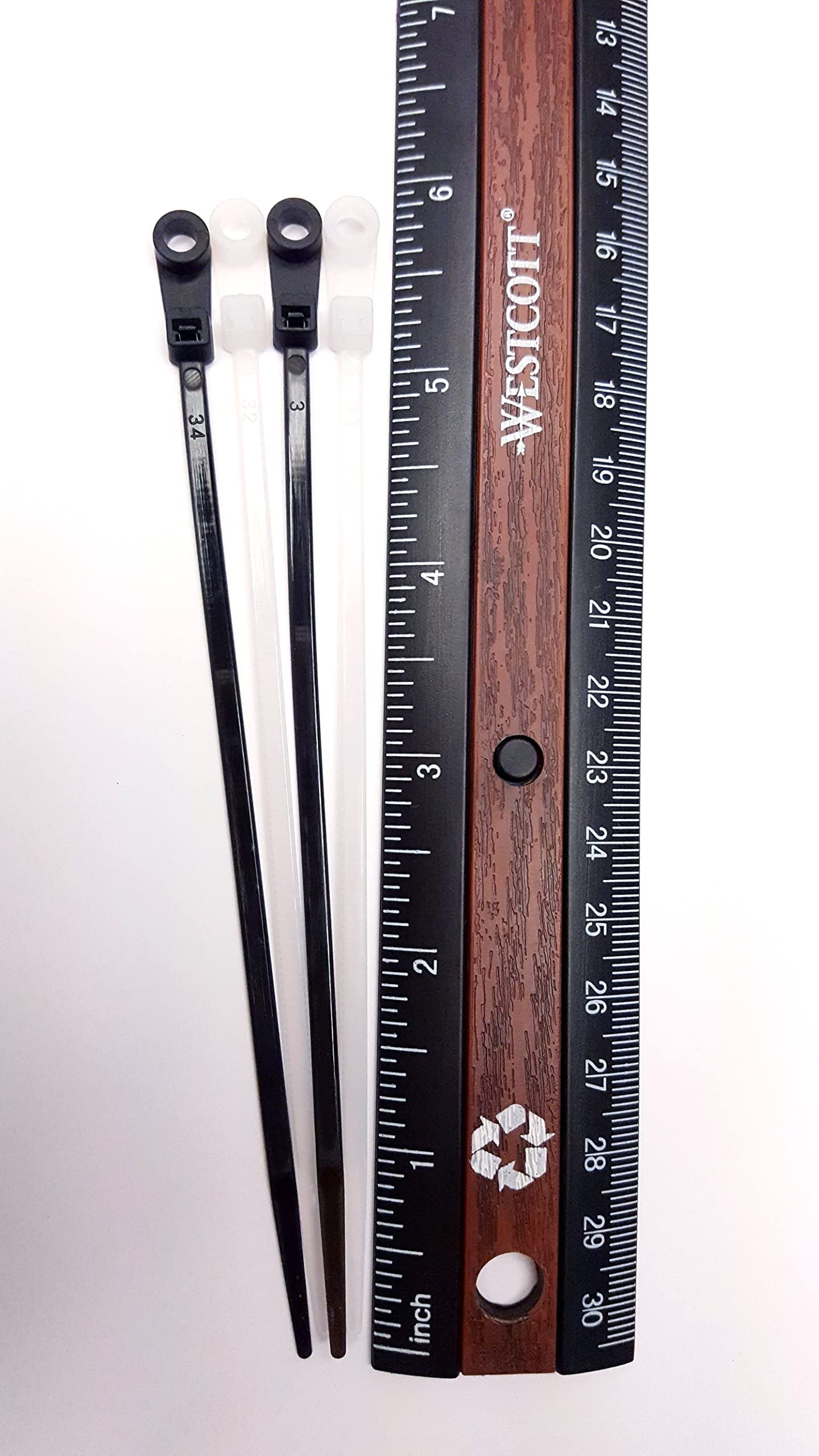 NiftyPlaza 6 Inch 50 Lbs Mounting Hole Cable Ties - 100 Pack - Nail Screw Wire Hole Zip Tie (100 Black Cable Ties)