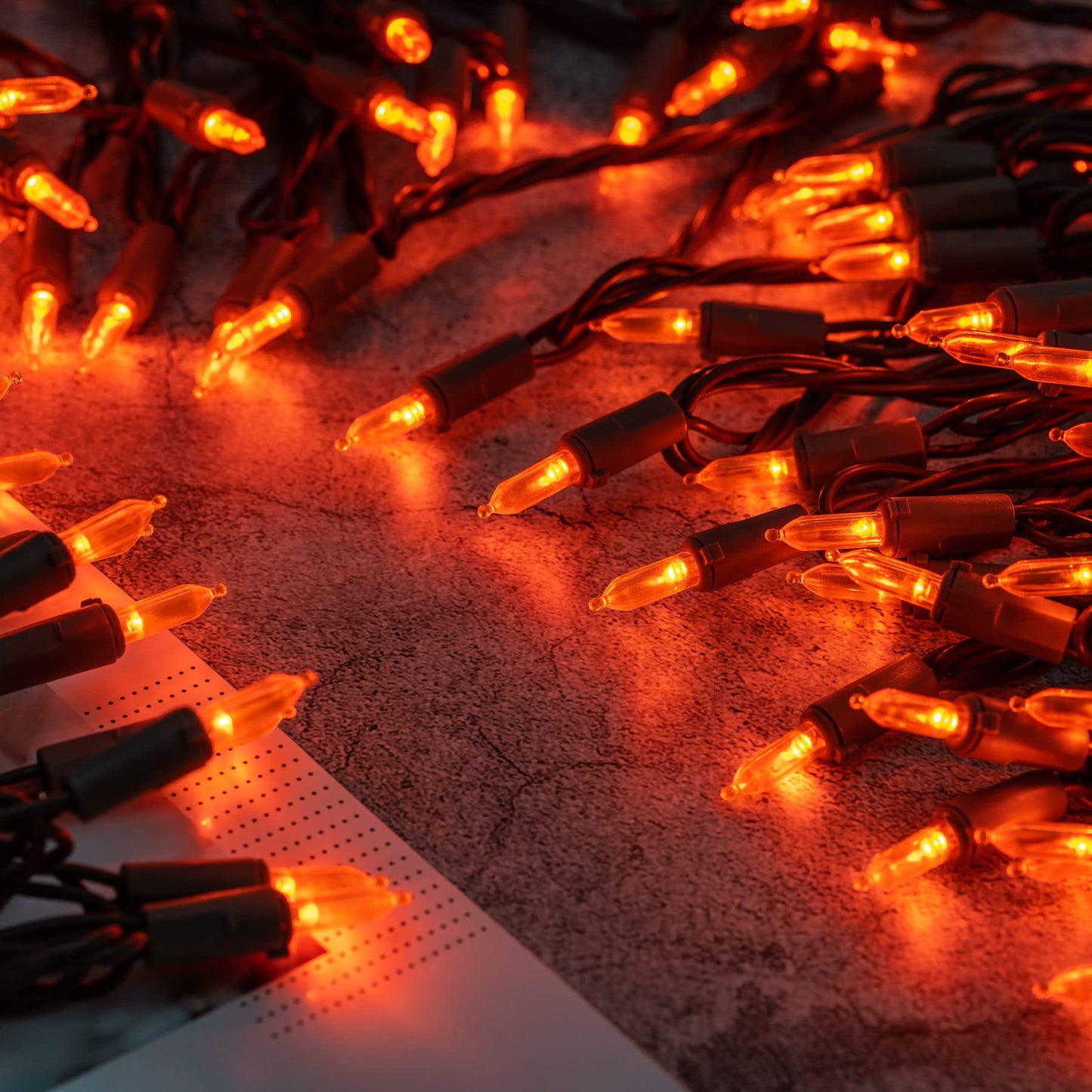YULETIME 200 Orange Christmas String Lights, 2-Set 33 ft 100 LED Brown Wire