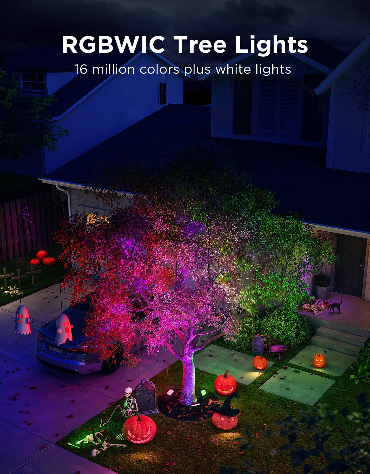 Govee Outdoor Tree Lights 3-Pack, RGBWIC LED Landscape Lighting, Outdoor Lights for Yard Garden Patio, 66 Scene Modes for Holiday Party and Event, App