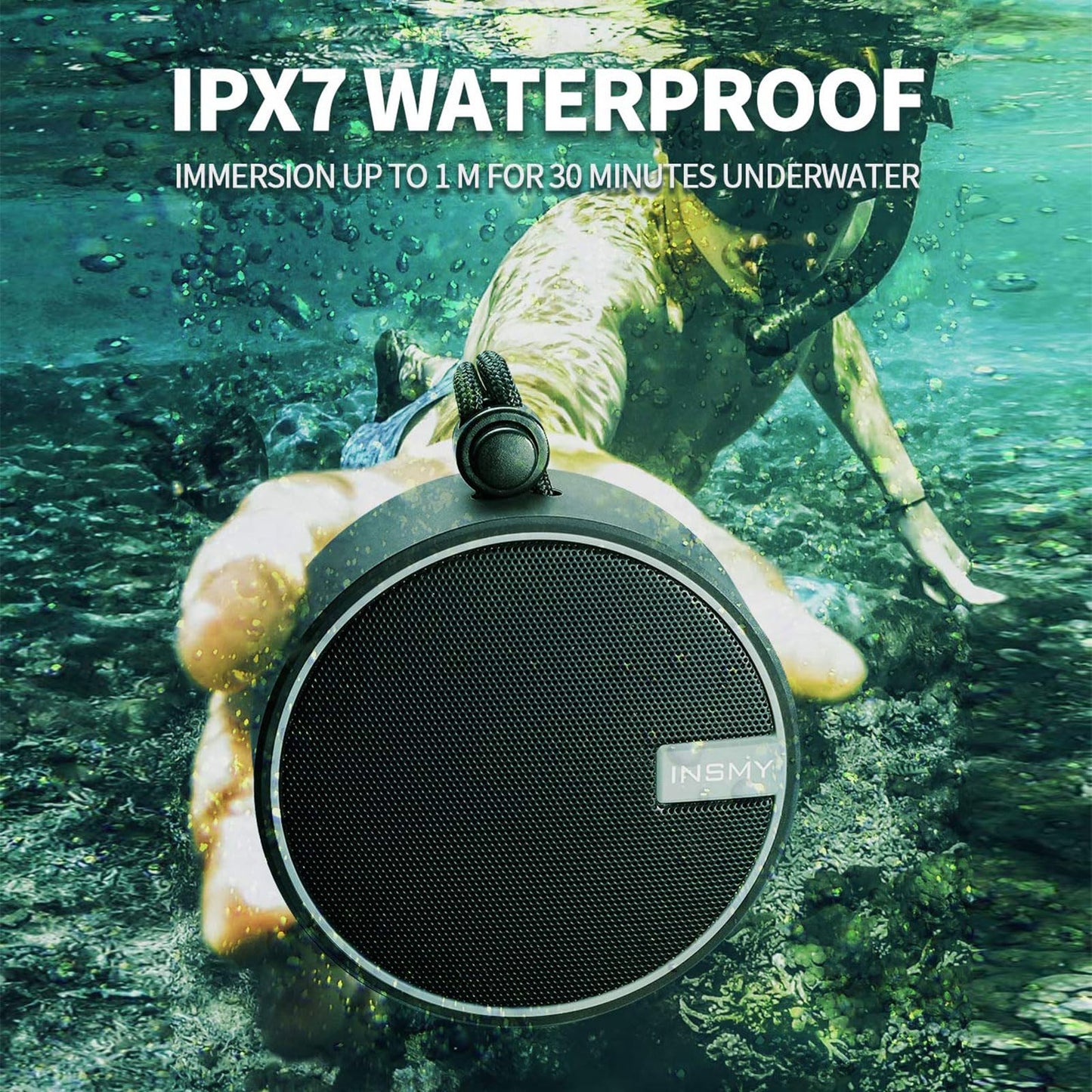 INSMY C12 IPX7 Waterproof Shower Bluetooth Speaker, Portable Small Speaker, Speakers Bluetooth Wireless Loud Clear Sound Support TF Card Suction Cup