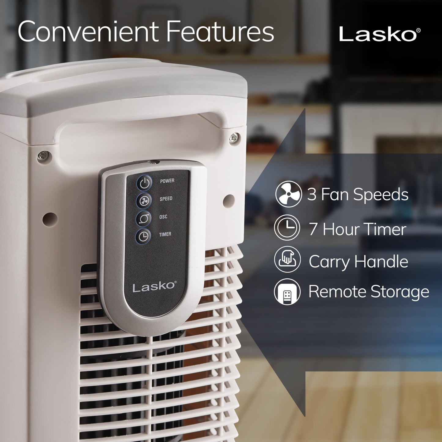 Lasko Oscillating Tower Fan with Remote Control - 36" - 2510 - White