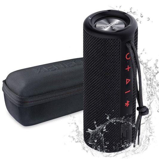 XENEO X21 Portable Outdoor Wireless Bluetooth Speaker Waterproof with FM Radio, Micro SD Card Slot, AUX for Shower - Hard Travel Case Included