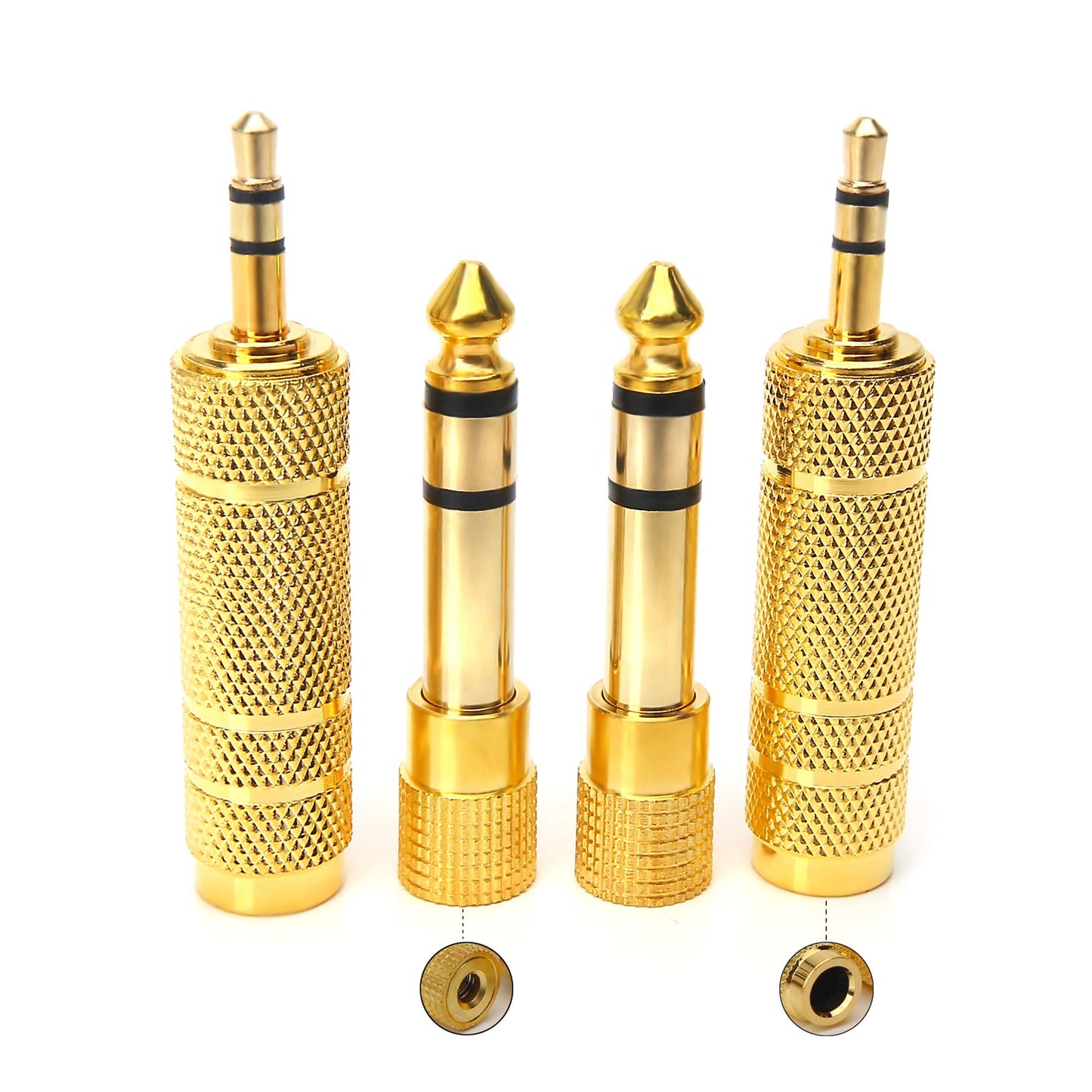 SiYear 3.5mm 1/8 inch TRS Plug to 6.35mm 1/4 inch Jack and 3.5mm Female to 6.35 Male Plug Gold Plated Set Audio Stereo Adapter Converter