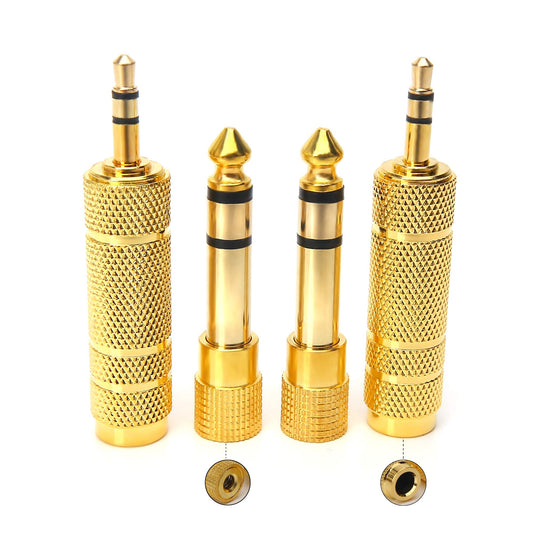 SiYear 3.5mm 1/8 inch TRS Plug to 6.35mm 1/4 inch Jack and 3.5mm Female to 6.35 Male Plug Gold Plated Set Audio Stereo Adapter Converter
