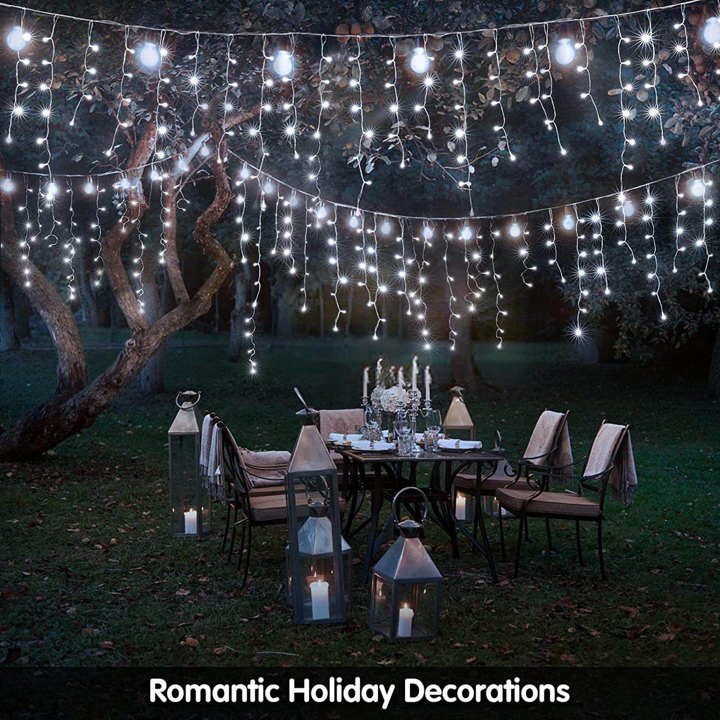 Led Christmas Lights Outdoor Christmas Decorations Hanging Light 400LED 8 Modes 75 Drops, Waterproof Outdoor Indoor Fairy Christmas Lights for Party
