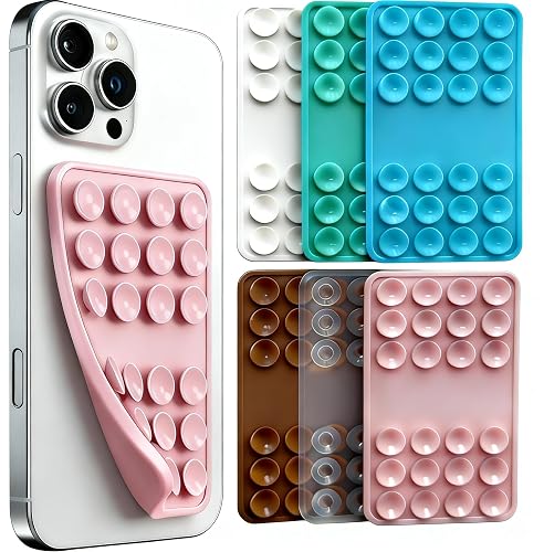 6PCS Silicone Suction Phone Case Mount, Non Slip Suction Cup, Hands-Free Phone Accessories Holder for Selfies and Tiktok Videos, Silicone Adhesive