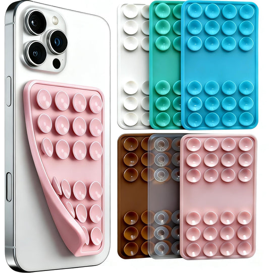 6PCS Silicone Suction Phone Case Mount, Non Slip Suction Cup, Hands-Free Phone Accessories Holder for Selfies and Tiktok Videos, Silicone Adhesive