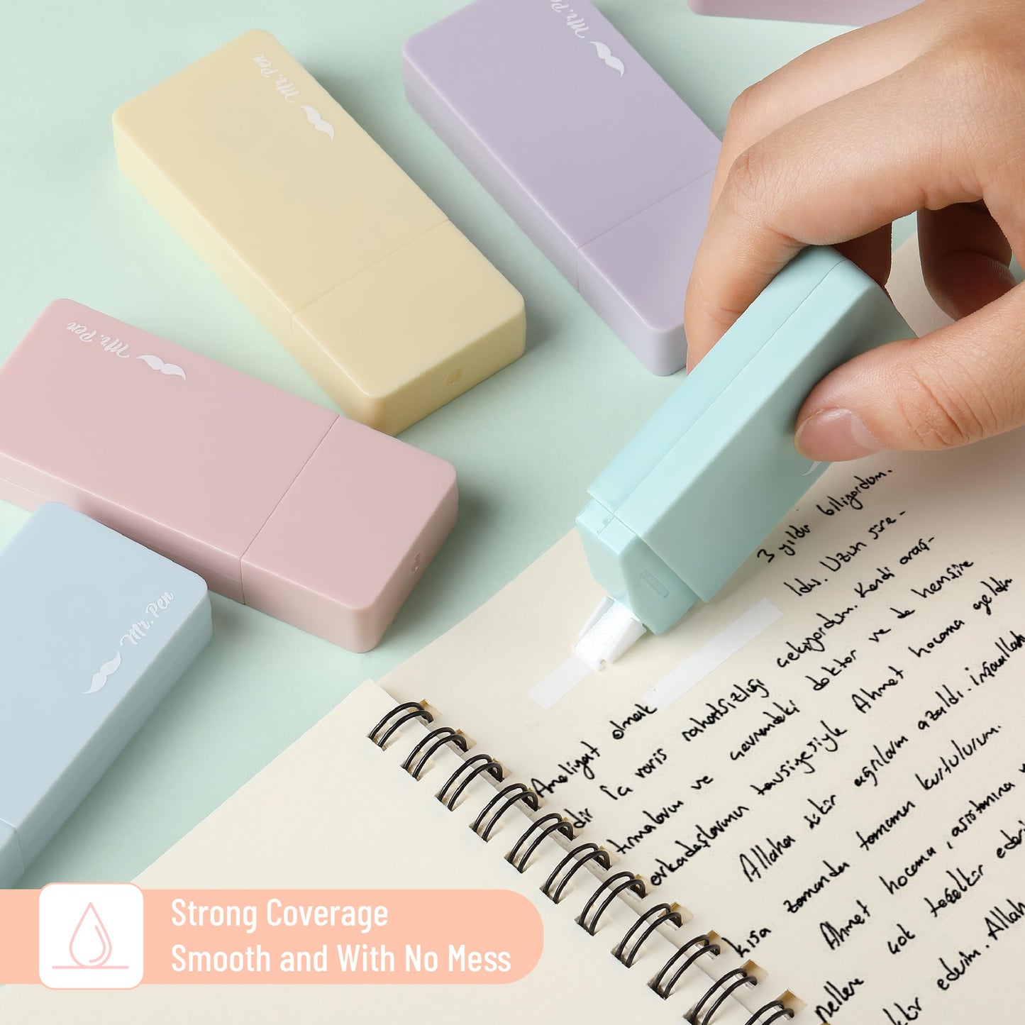 Mr. Pen- Aesthetic Correction Tape Bulk, 0.2" x 236", 12 pcs, Pastel Colors