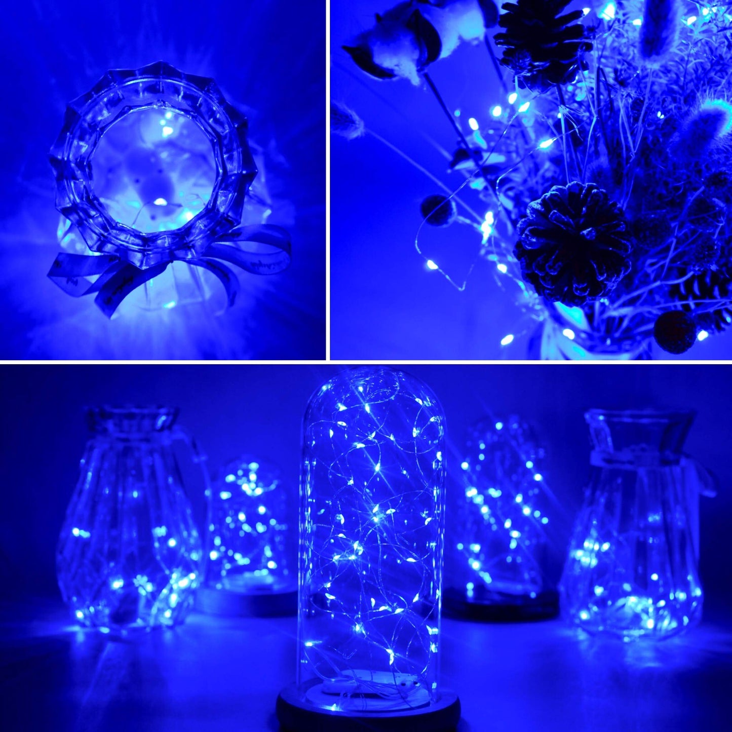 FELISHINE 20 Packs Fairy String Lights, 6.6FT 20 LEDs Battery Operated Silver Copper Wire Starry String Light for DIY Party Christmas Costume Wedding