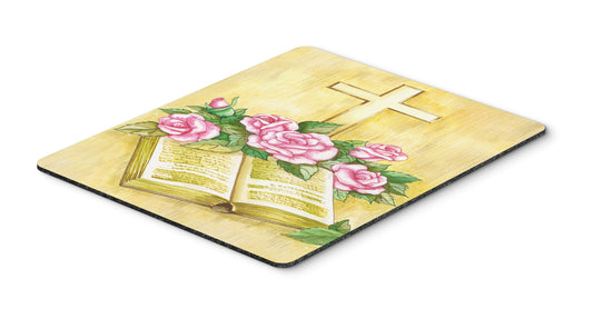 Caroline's Treasures APH4072MP Easter Cross and Bible with Roses Mouse Pad, Hot Pad or Trivet for Home Office Gaming Working Computers Laptop Mouse