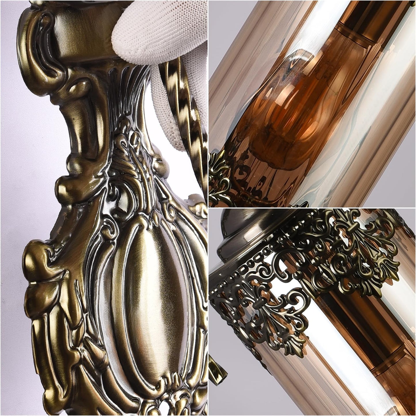 Omgomne Rustic Wall Sconce with Amber Glass Gothic