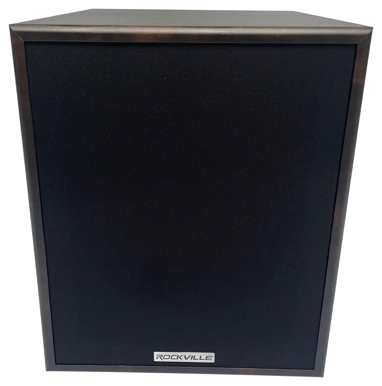 Rockville Rock Shaker Dark Wood 400W 8-Inch Powered Subwoofer, Deep Bass, Adjustable Controls, Stylish Finish, for Home Theater and Music