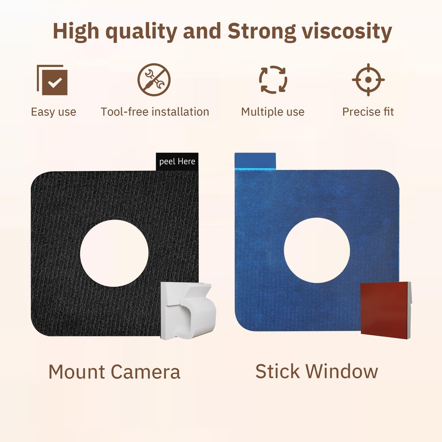 Girafit Window Camera Accessory Kit with 4 Mounting Stickers, 20 Cable Clips, Easy to Install, Tear Off Cleanly
