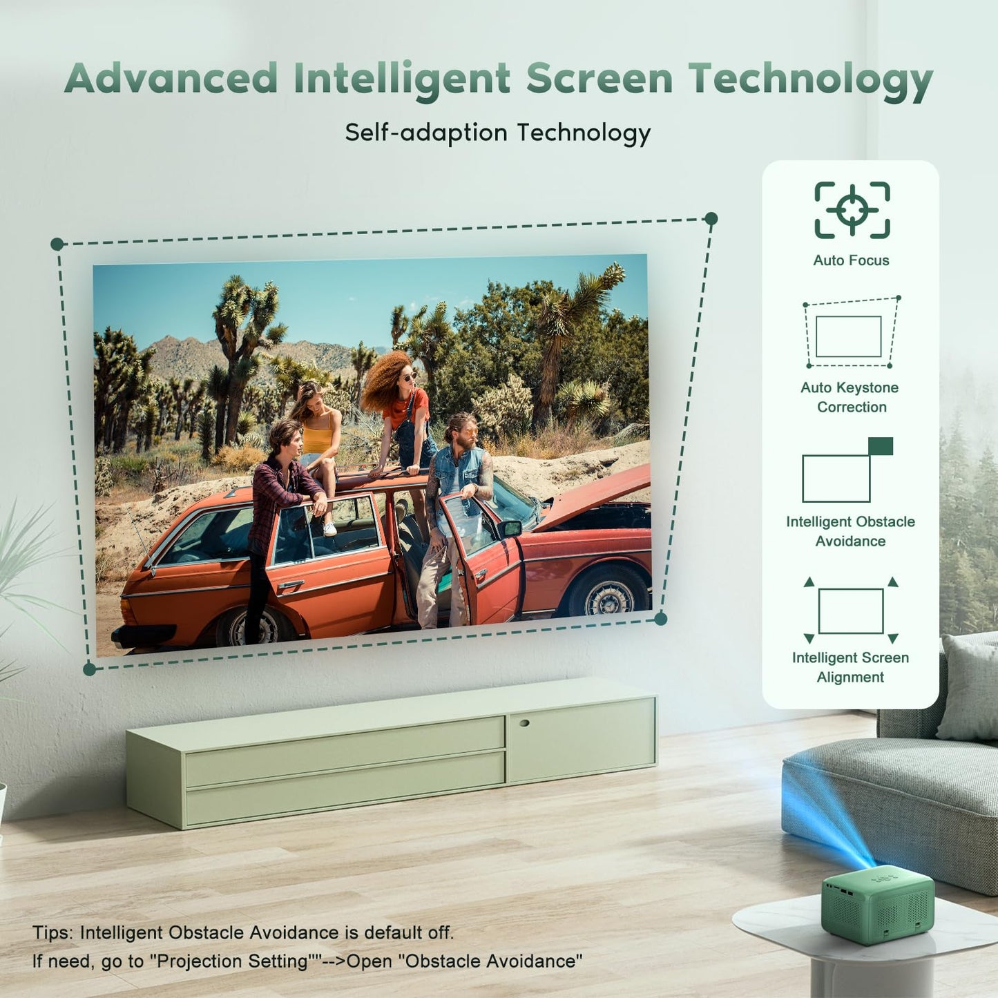 Native 1080P Projector with WiFi and Bluetooth, Movie Projector with Auto Focus, Compatible with phone/TV Stick/HDMI/USB/Laptop/DVD/PS5, Mini