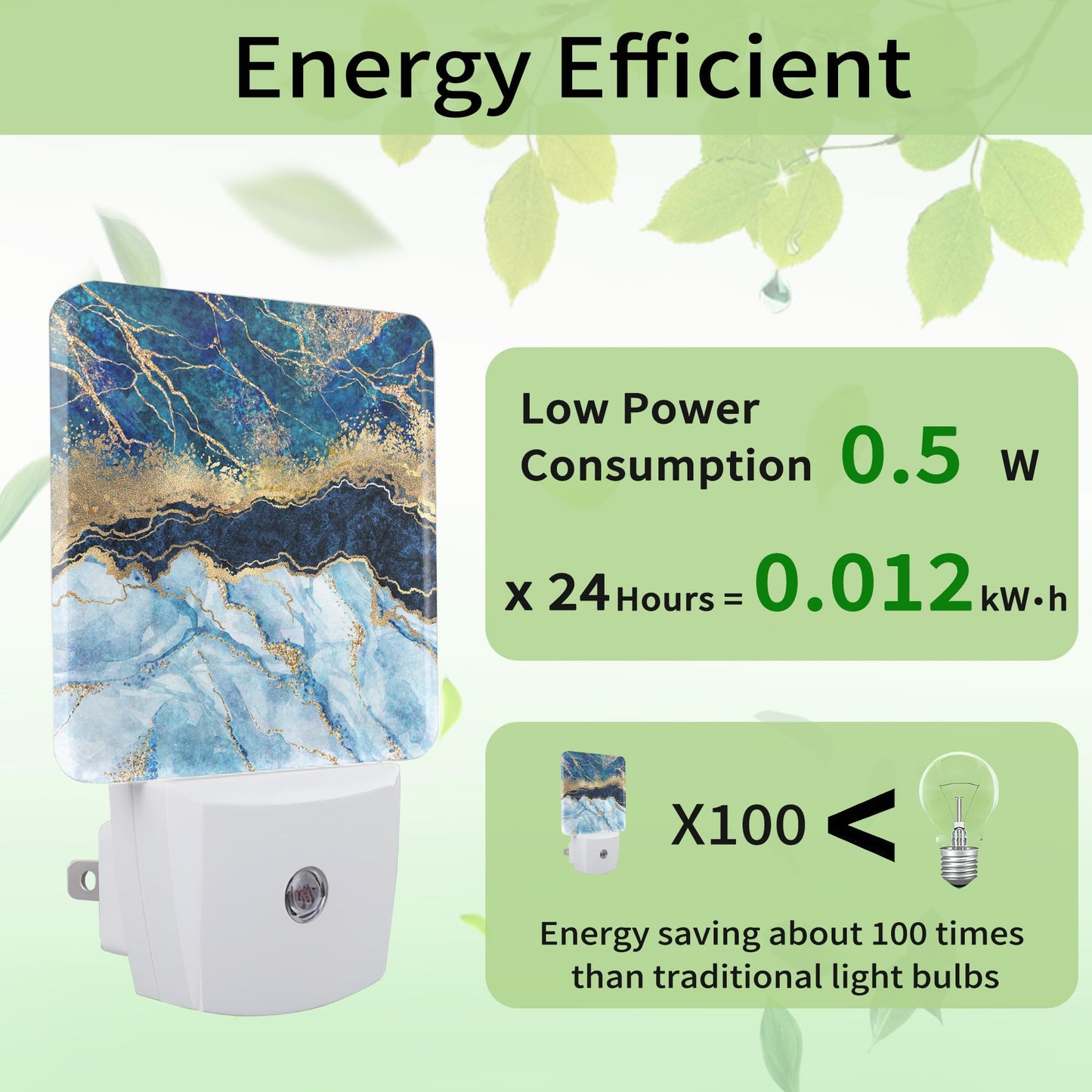 ZTHLL Blue Indigo Marble Night Light, Night Light Plug into Wall with Dusk to Dawn Sensor, LED Lamp Energy Saving Lights for Men Women Boys Girls,Lamp