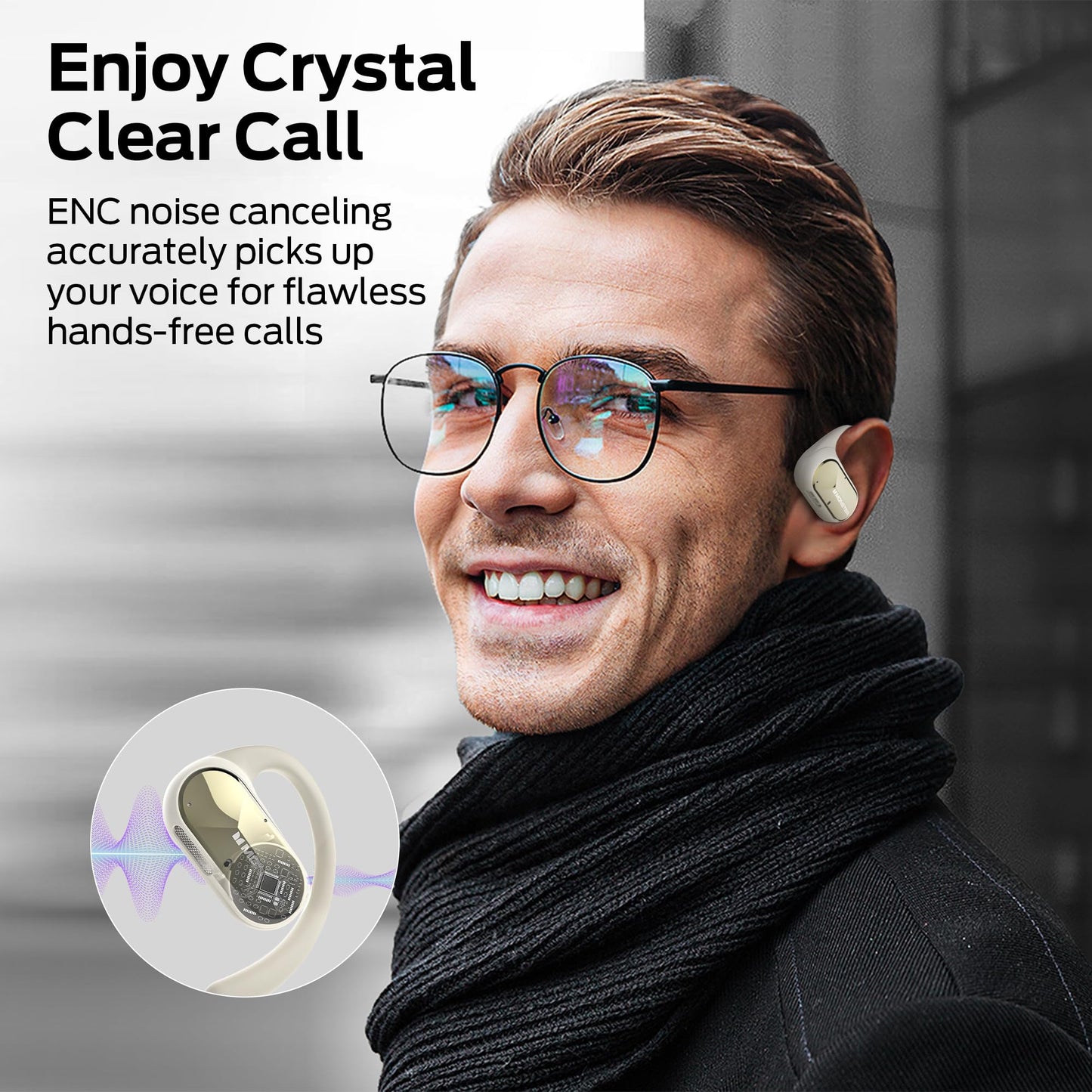 Monster Open Ear AC312 Headphones, Bluetooth 5.4, Wireless Earbuds with ENC Noise-Cancelling Mic, Immersive Stereo Sound by 16mm Large Drivers, Clear…