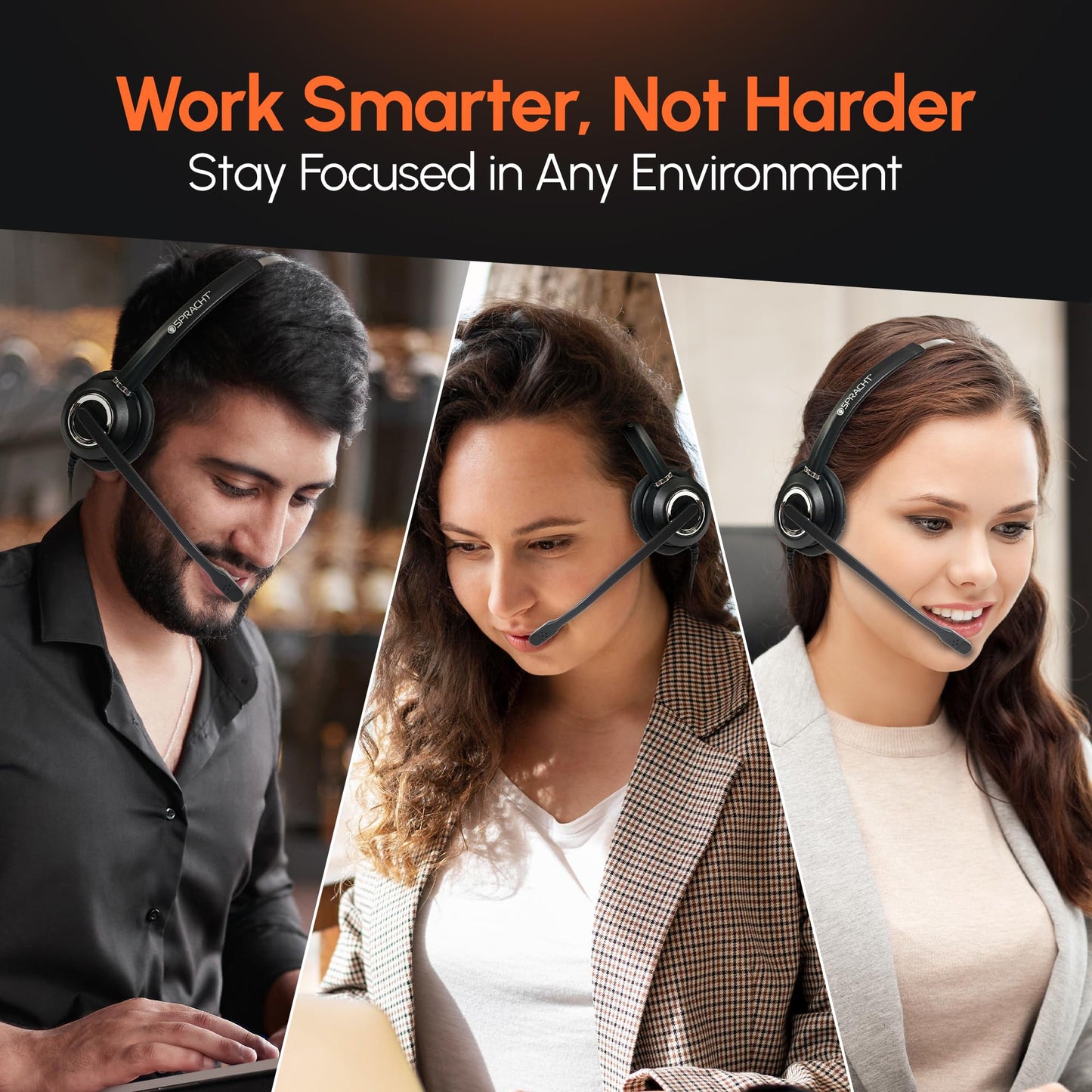 Spracht Wired Headset for Desktop Phone | Single Ear Universal Headset for Office Telephones | Mono Head Set with Microphone - Works with Polycom