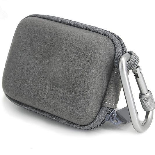 FiTSTILL Grey PU Mini Carrying Case for Go Pro Hero 13/12/11/10/9/8/7/(2018)/6/5 Black,Hard Shell Travel Storage Case for DJI Osmo