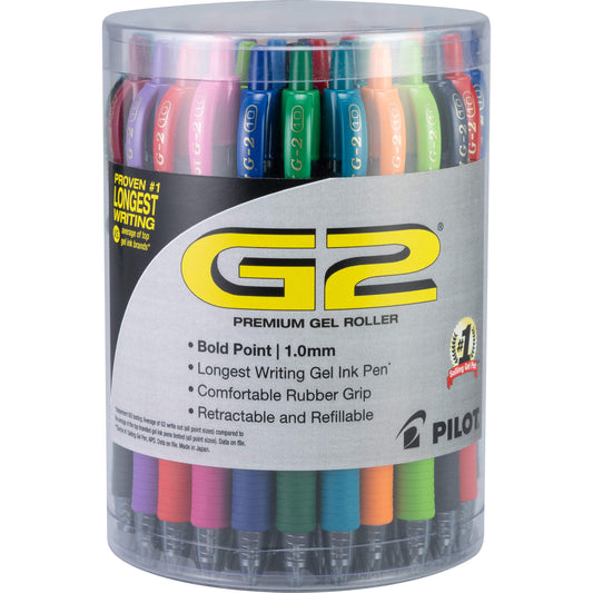 Pilot G2 Premium Gel Ink Pens, Bold Point, Assorted Colors, 36 Count Tub (4650)