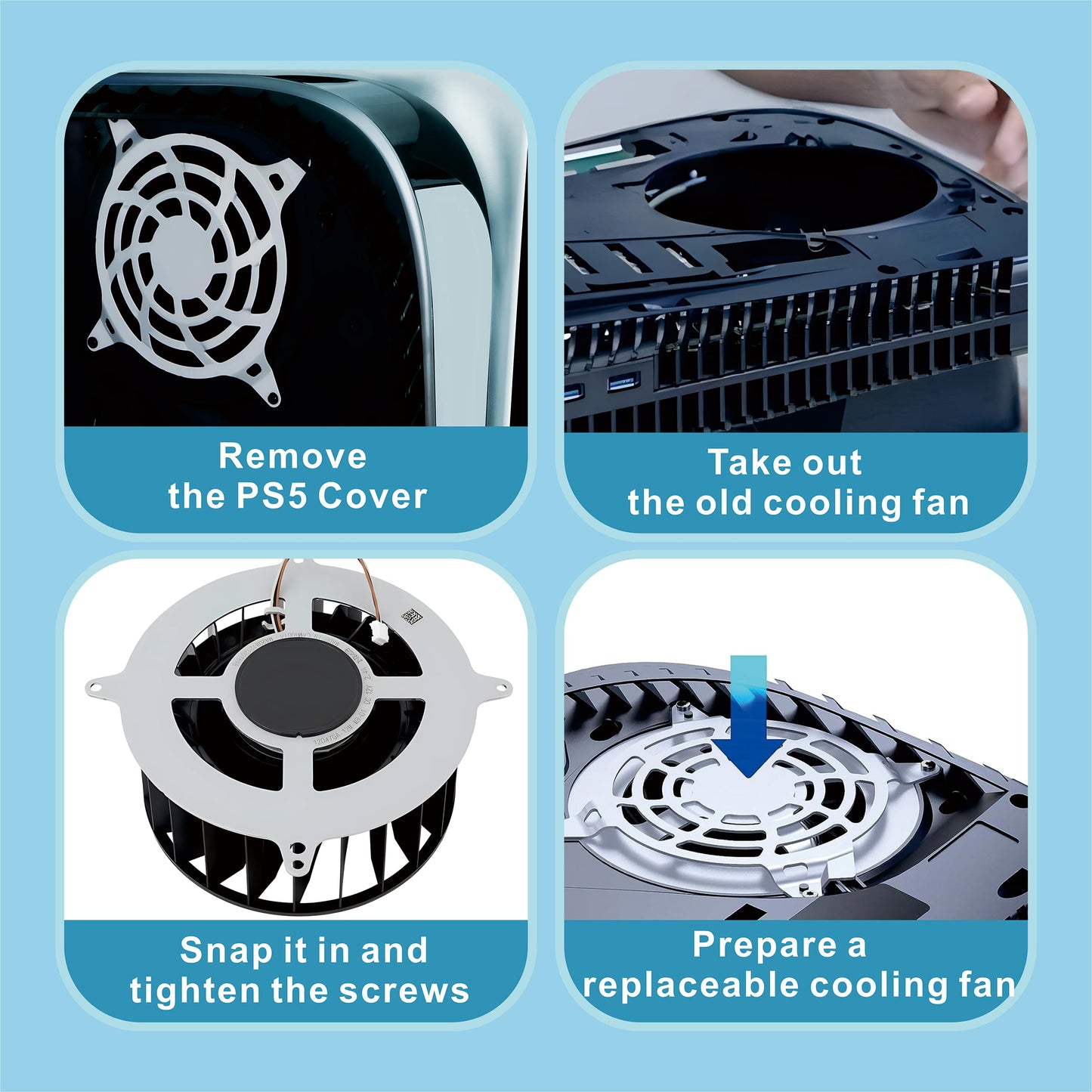 MEGAttA MPS5 Replacement of Internal Cooling Fan for Sony PS5 Cooling Fan PlayStation 5 PS5 Series 23 Blades 12V 2.15A Silence Cooler PS5 CPU Cooling