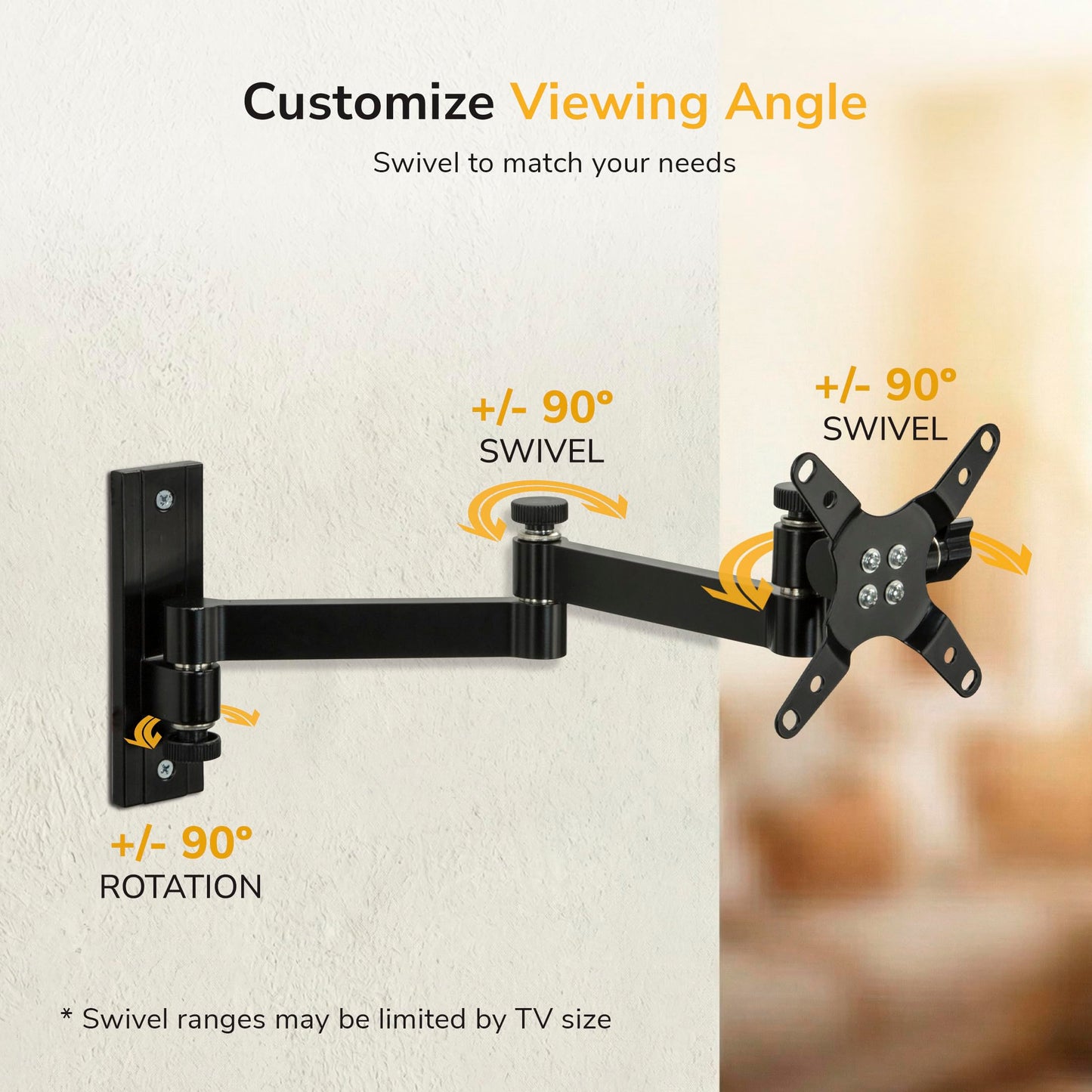 Mount-It! Full Motion Computer Monitor Wall Mount - Adjustable Arm for Home Office, Gaming, Workstations - Fits 19-32” Screens, VESA 75x75 & 100x100
