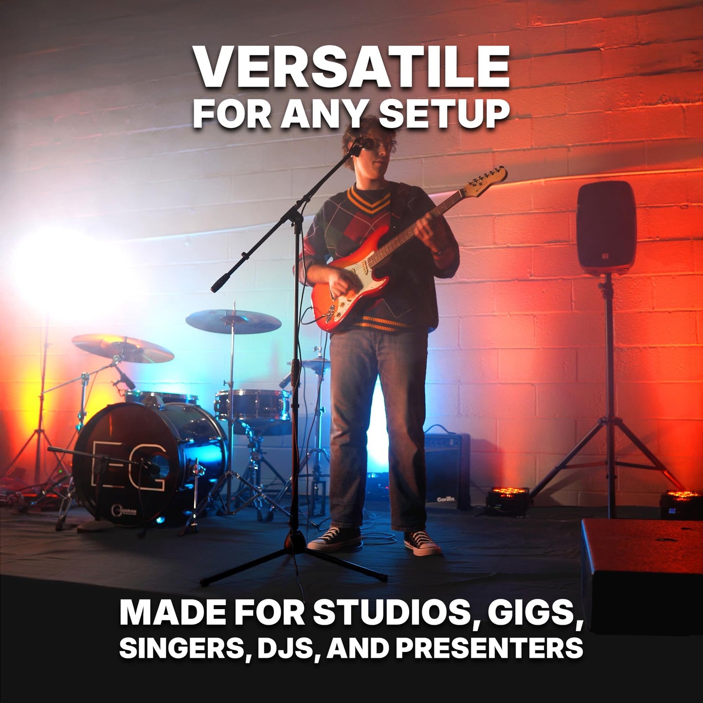 Rockville RVMIC50 Portable Mic Stand with Boom, 30.7"-50.4" Adjustable Height, 30" Boom, Lightweight Sturdy Steel Tubes, Includes Carry Bag, For DJs