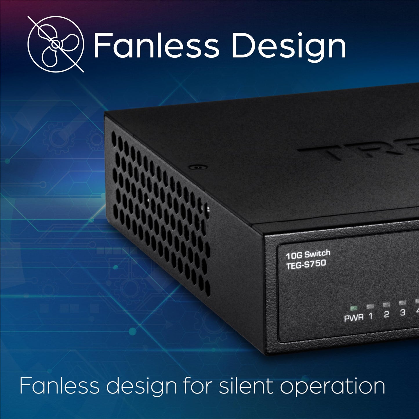 TRENDnet 5-Port 10G Switch, TEG-S750, 5 x 10G RJ-45 Ports, 100Gbps Switching Capacity, Supports 2.5G and 5G-Base-T Connections, Ethernet Splitter