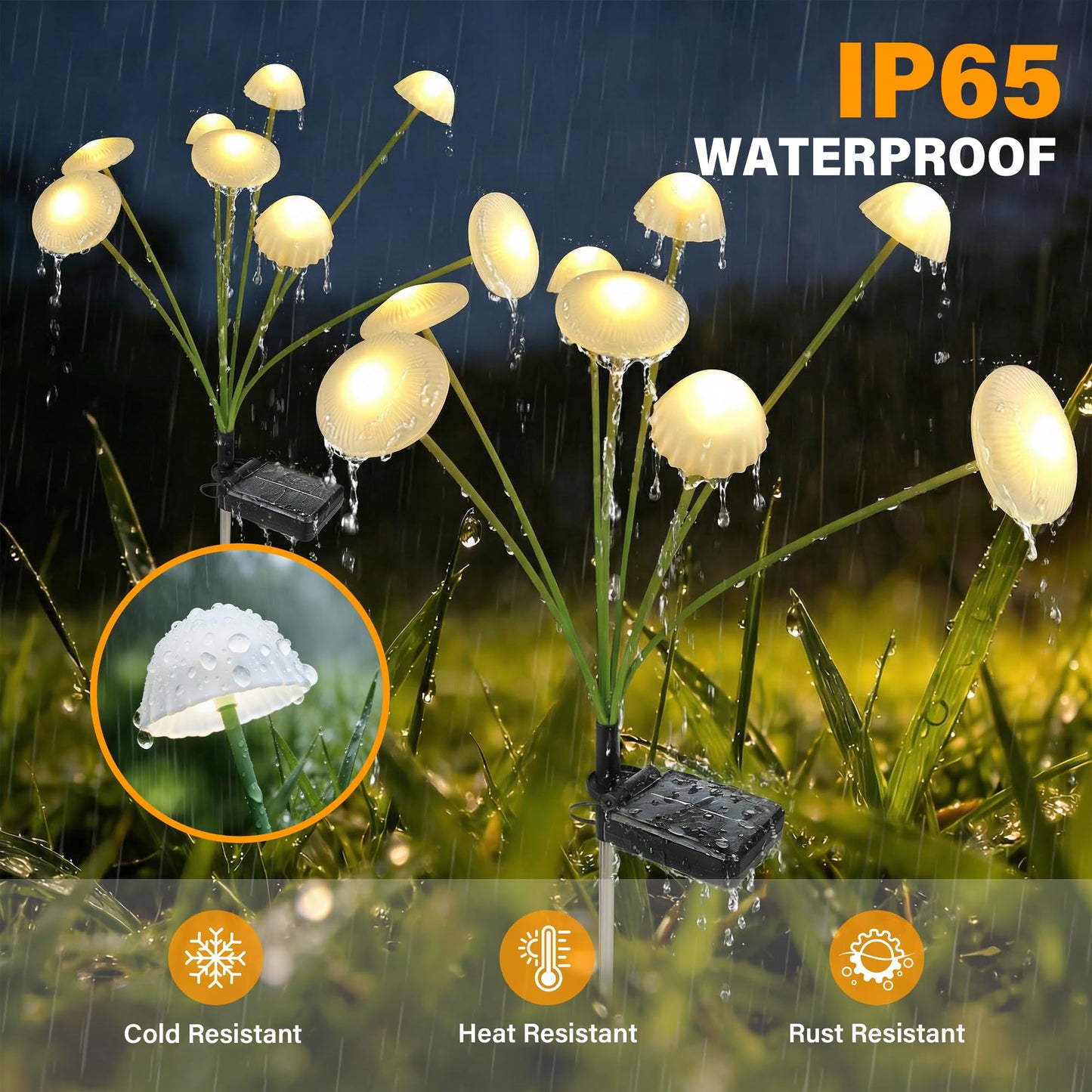 SEEWELUMI Solar Garden Lights Outdoor, 2Pack Solar Lights Garden Decor, Swaying Mushroom Lights Waterproof for Yard, Patio,Pathway Decoration,Gifts