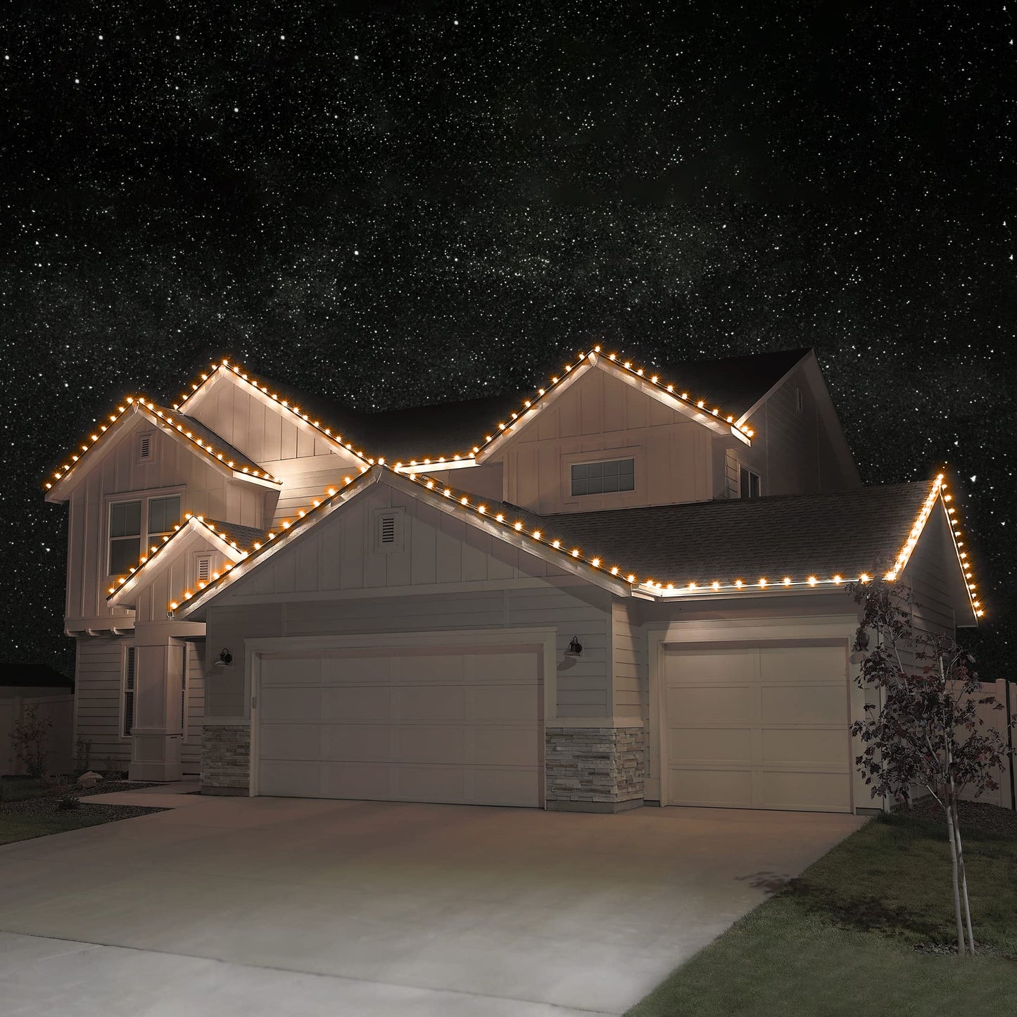 Holiday Lighting Outlet Set of 25 C9 LED Christmas Lights | Orange Filament Bulbs for Indoor & Outdoor Use | Traditional Holiday Lighting