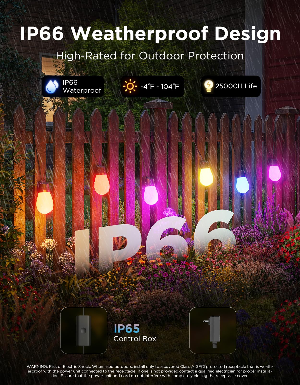 Govee S14 Bulb Outdoor String Lights 2, 96ft Smart RGBIC Warm White Lights with 30 LED Bulbs(2 Ropes of 48ft), 111 Scene Modes for Patio Decor, IP66