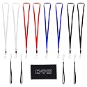 8 Neck Lanyards (Red, White, Blue, Black) and 4 Wrist Straps (Black) - for ID Cards, Cell Phones, Keys, USB Drives, Compact Cameras, Flashlights, etc