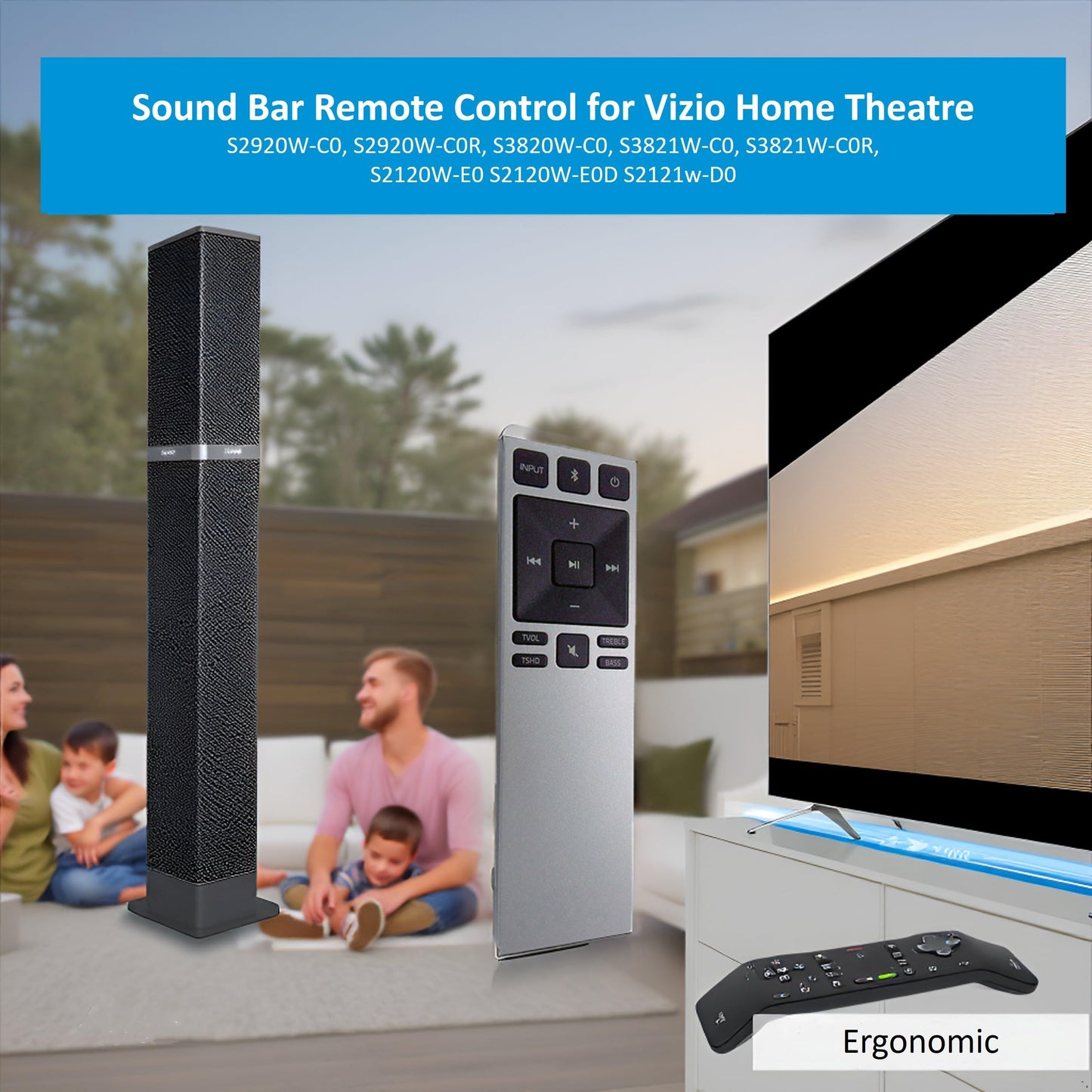 XRS321 Sound Bar Remote Control Fits for Vizio Home Theatre S2920W-C0 S2920W-C0R S3820W-C0 S3821W-C0 S3821W-C0R