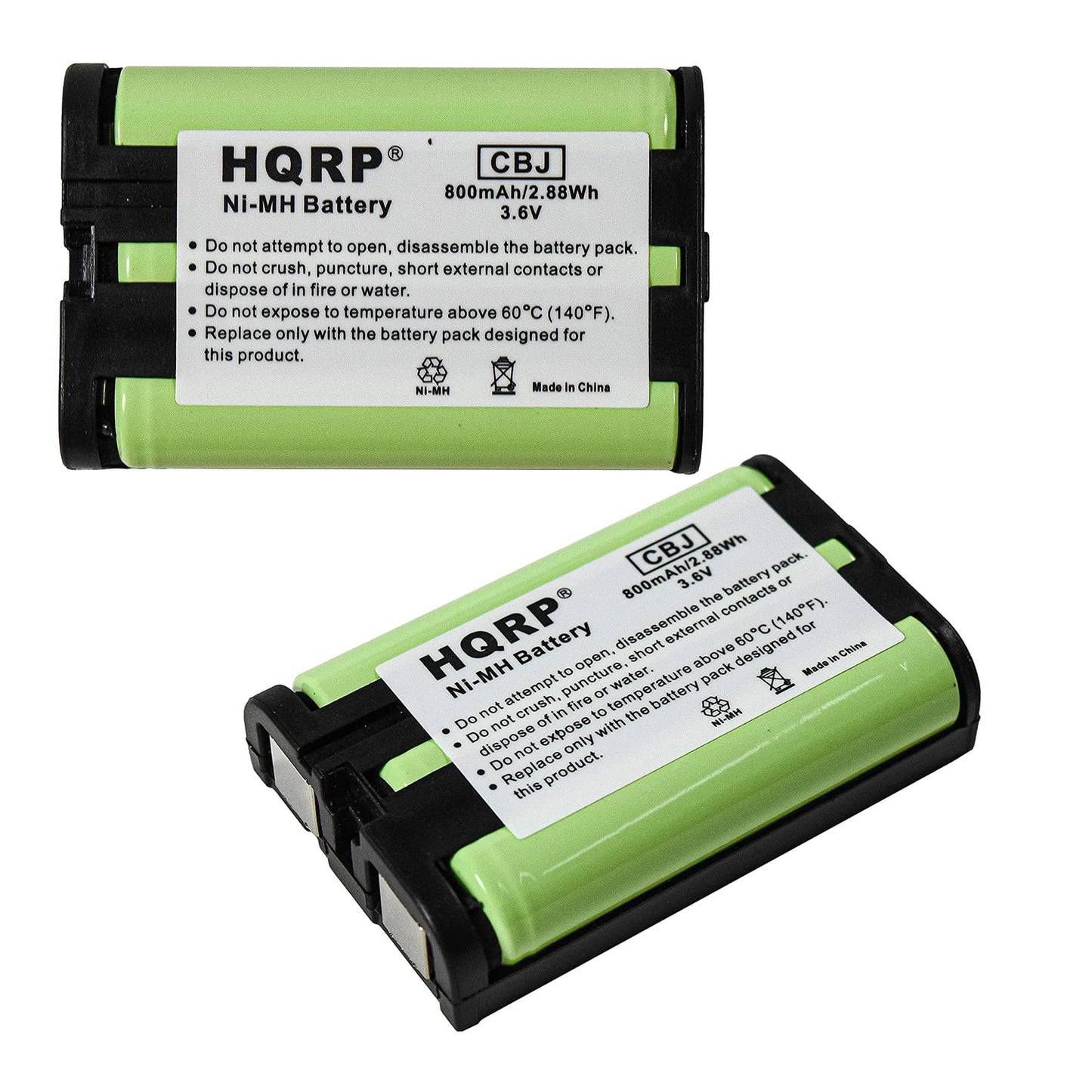 HQRP 2-Pack Phone Battery Compatible with Panasonic KX-TG6054B, KX-TG6071, KX-TG6071M, KX-TG6072, KX-TG6072B, KX-TG6072C Cordless Telephone