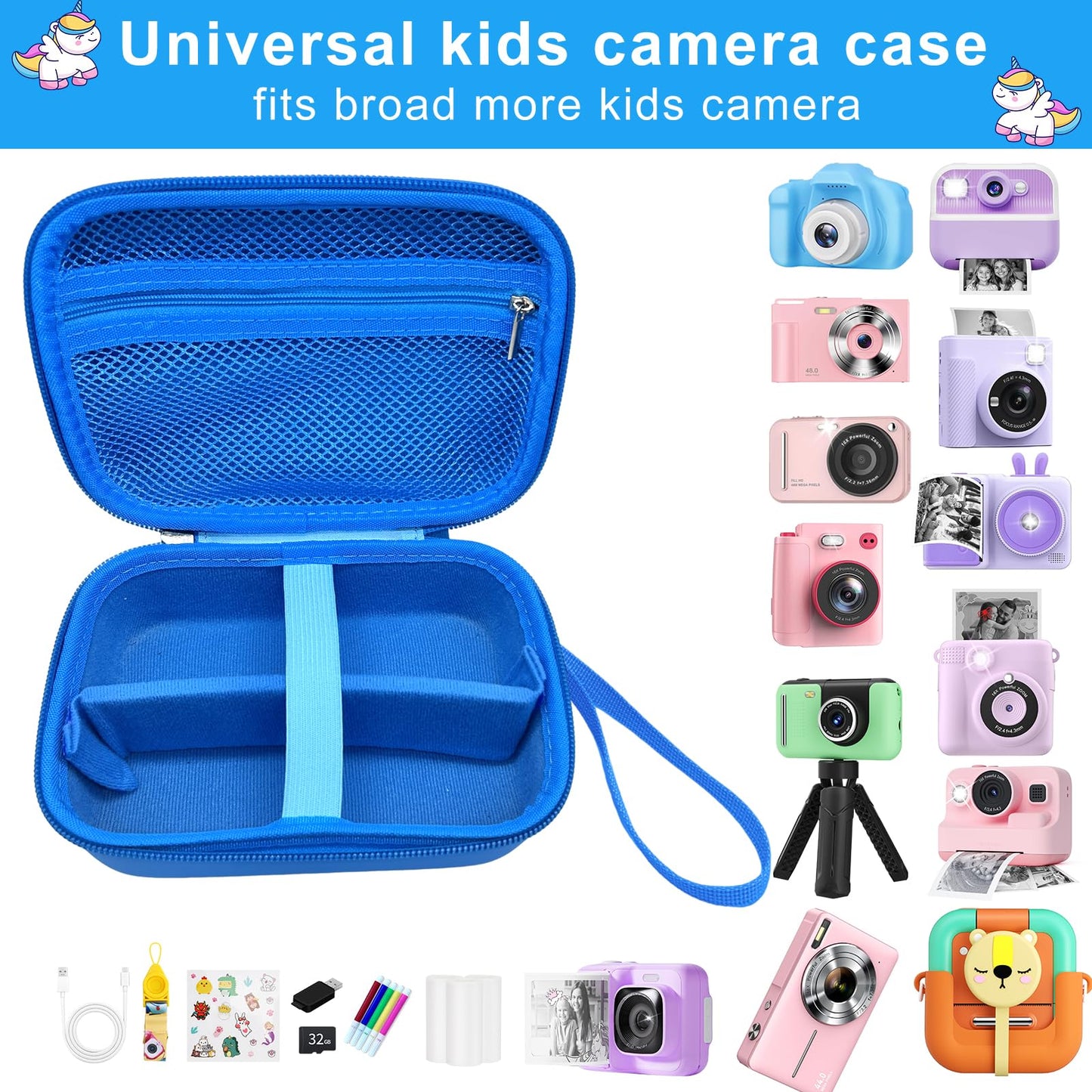 Makolle Kids Camera Case Compatible with Goopow/ESOXOFFORE Seckton/Dylanto/CIMELR Children Digital Video Camera Toys Holder for SD Card?Prints