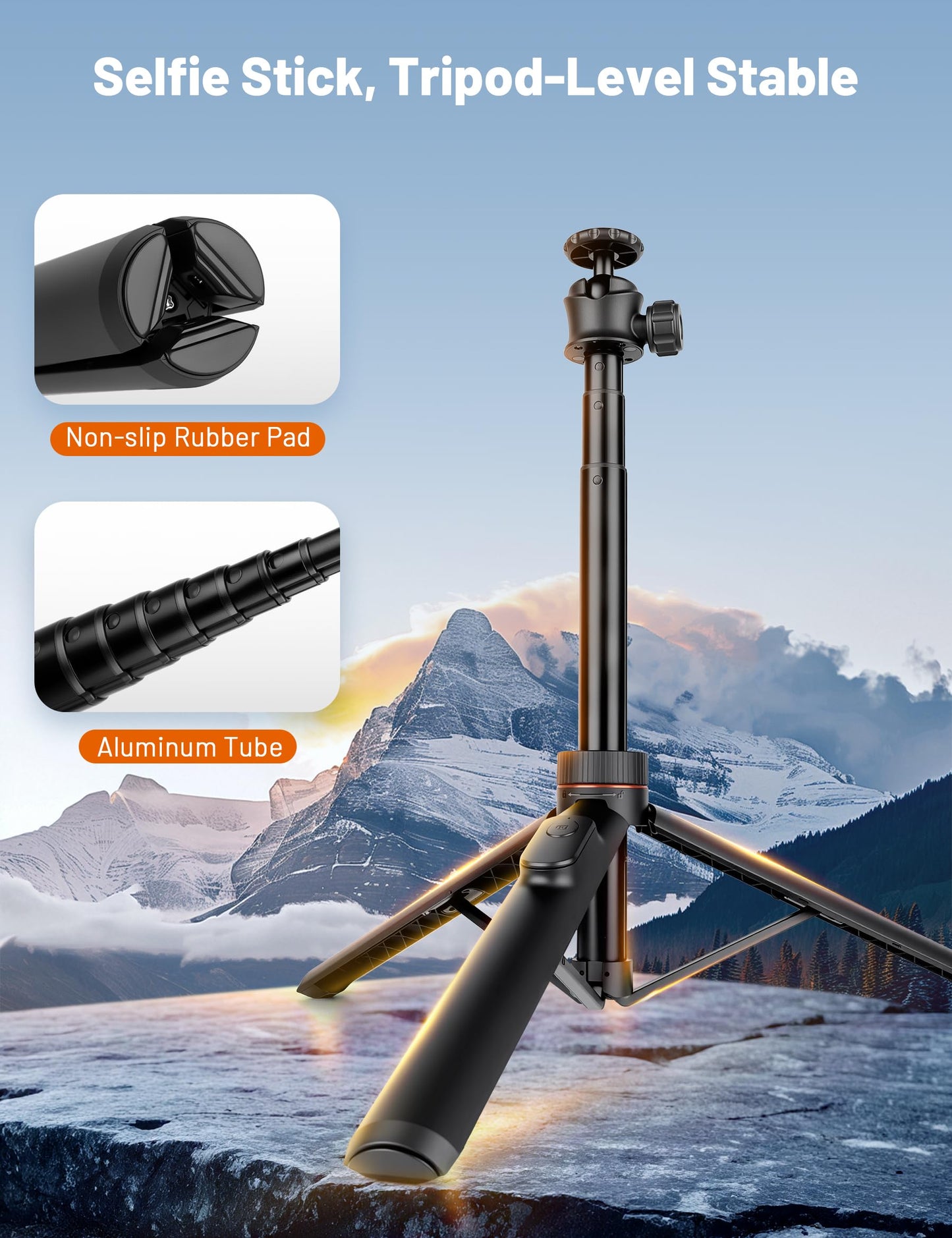 JOILCAN Tripod for iPhone & Camera, 64" Selfie Stick with 360° Ball Head Remote & Phone Holder, Extendable Portable Phone Tripod Stand for Travel Vlog