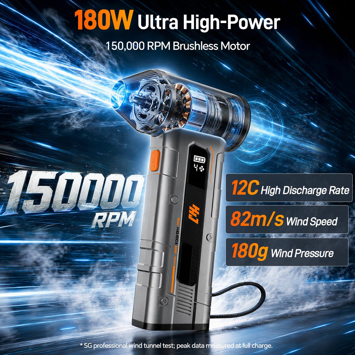 HHJ BC07 Compressed Air Duster, 150,000 RPM, 82 m/s High Airflow