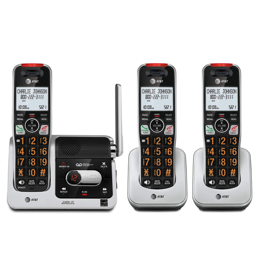 AT&T BL102-3 DECT 6.0 3-Handset Cordless Phone for Home with Answering Machine, Call Blocking, Caller ID Announcer, Audio Assist, Intercom,