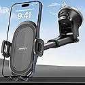 APPS2Car Car Phone Mount with Suction Cup, Universal Windshield Dashboard Holder with Sticky Gel Pad, Compatible with iPhone 17/16/15/14/13, Samsung