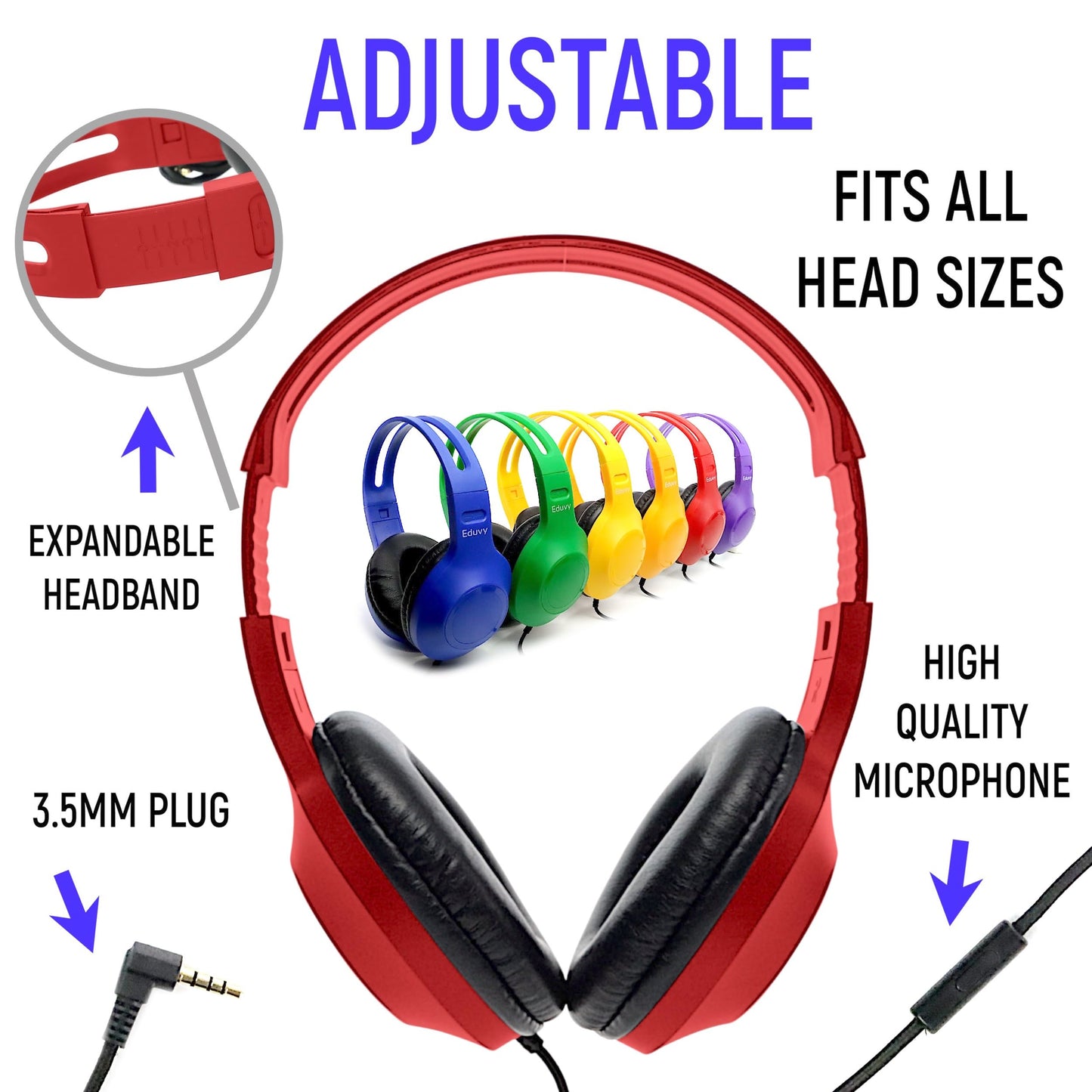 Eduvy Bulk Headphones for Classroom with Microphone, Heavy-Duty School Pack Wired Headphones for Students. Teacher Must Haves Supplies from…
