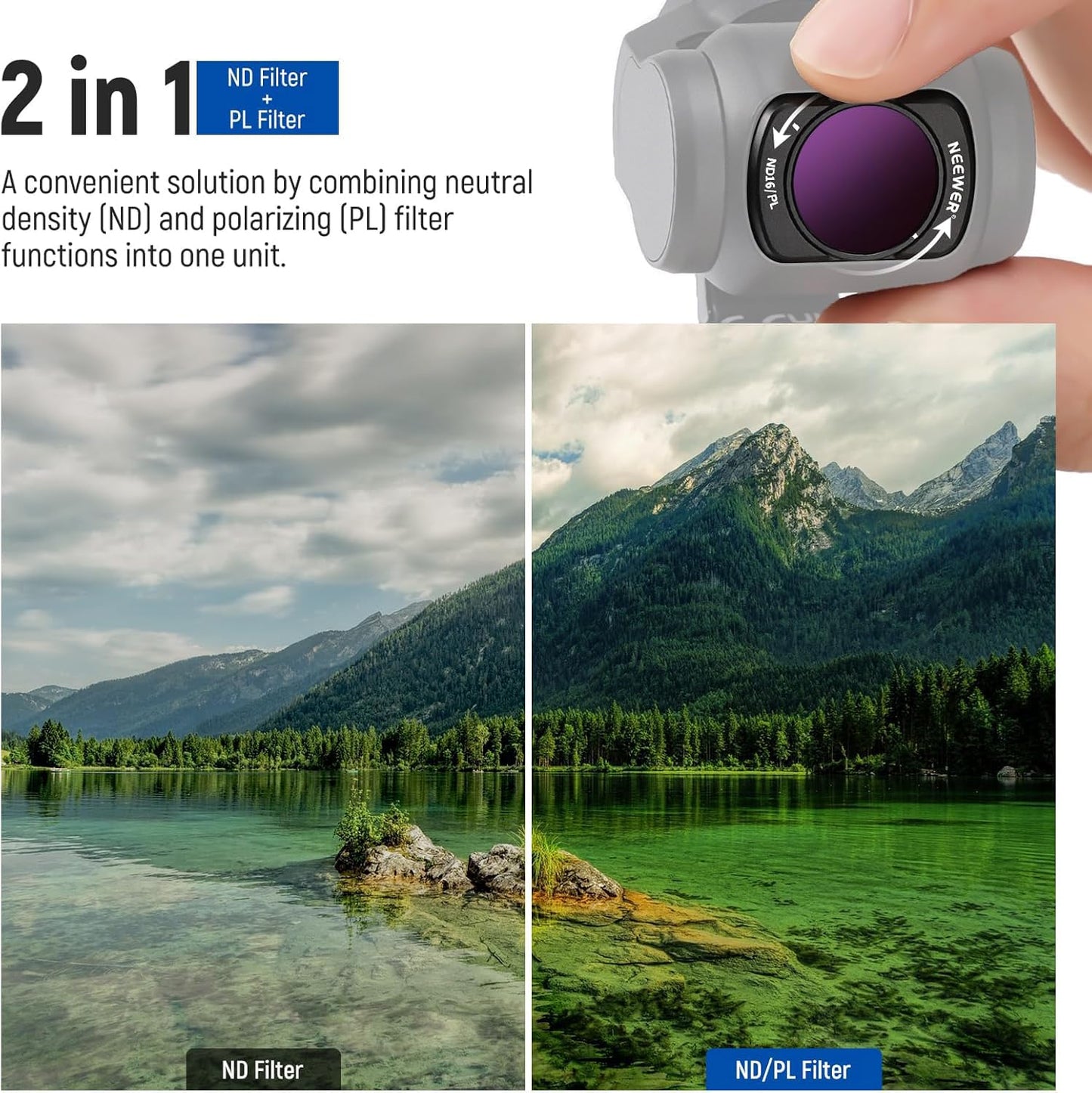 NEEWER Magnetic ND & CPL & Effect Filter Set Compatible with DJI OSMO Pocket 3, 14 Pack CPL ND8/16/32/64/128/256/1000 ND8/PL ND16/PL ND32/PL ND64/PL