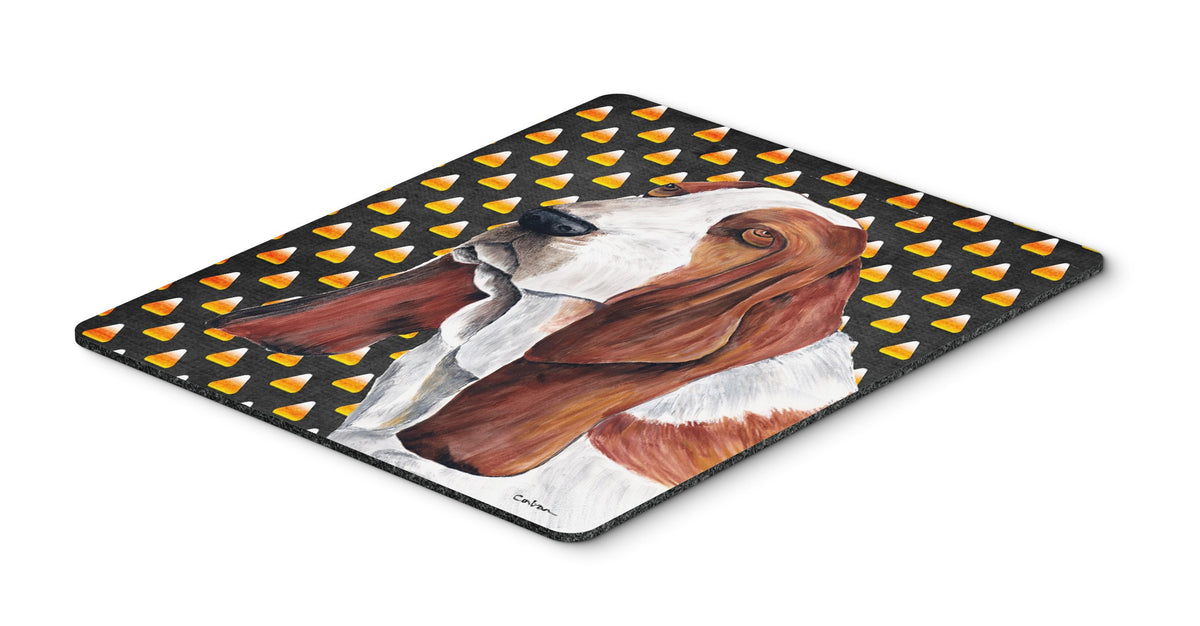 Caroline's Treasures SC9182MP Basset Hound Candy Corn Halloween Portrait Mouse Pad, Hot Pad or Trivet for Home Office Gaming Working Computers Laptop