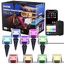 DeckTok Outdoor Ground Lights, 50ft Smart RGBCW LED Pathway Lights Work with Alexa, Google Assistant, 15 Pack IP67 Waterproof Landscape Lighting
