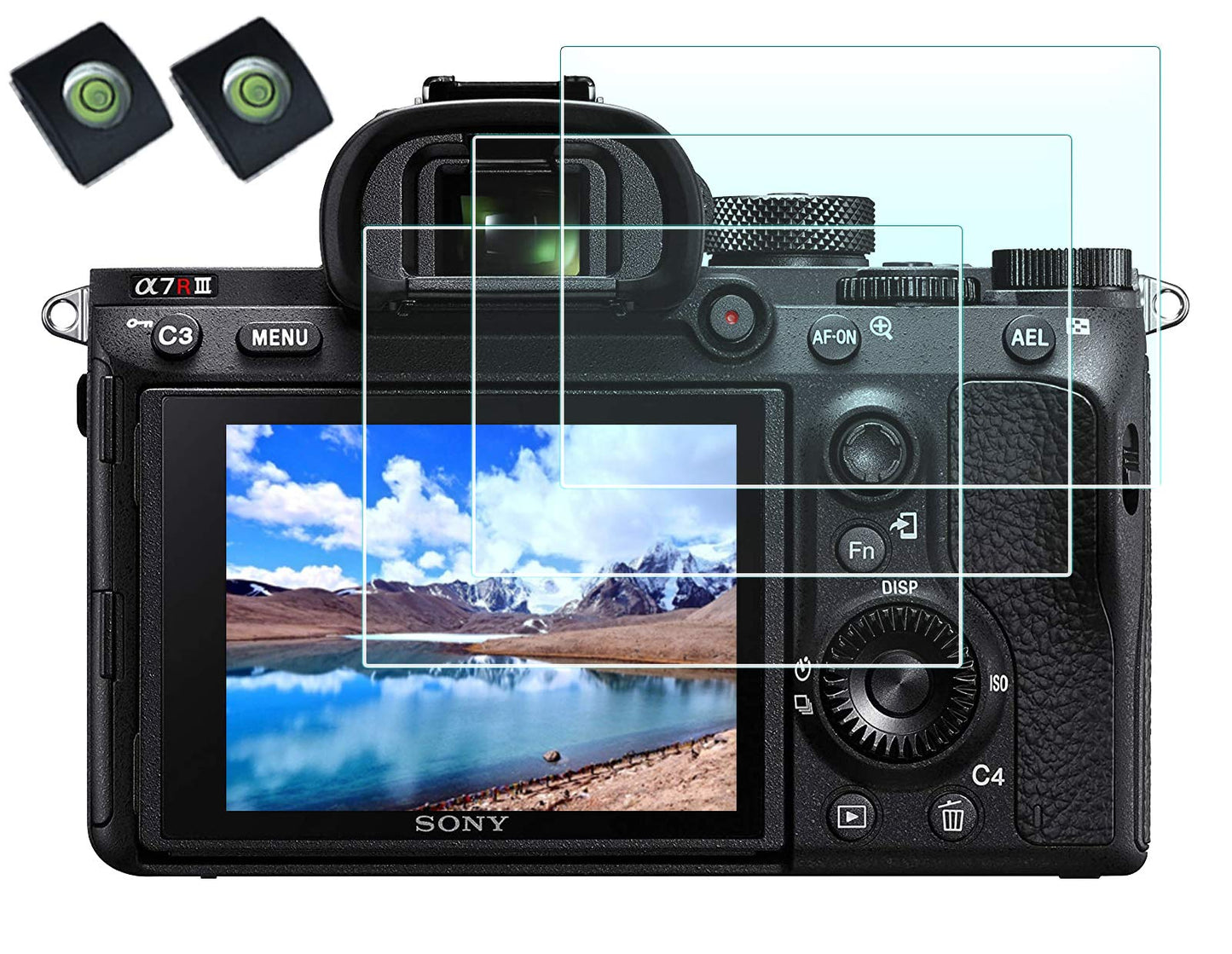 HUIPUXIANG Screen Protector for Sony Alpha 7R III II 7 III II A7R III II/A7 III II/A77 II/A7S II/A99 II/A9 Camera with Hot Shoe Cover, 0.3mm High