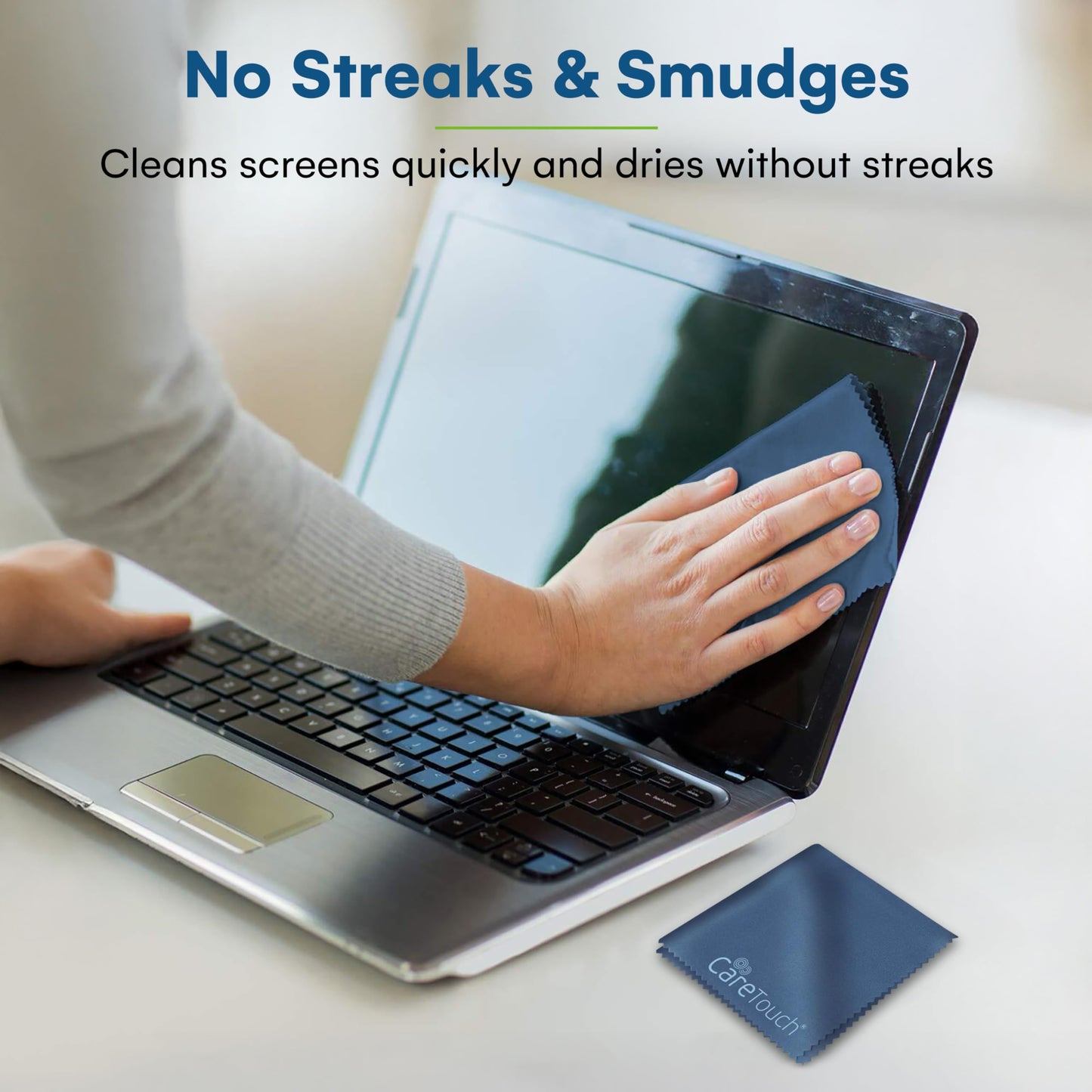 Care Touch Microfiber Cleaning Cloths, 6 Pack - Cleans Glasses, Lenses, Phones, Screens, Other Delicate Surfaces - Large Lint Free Microfiber Cloths
