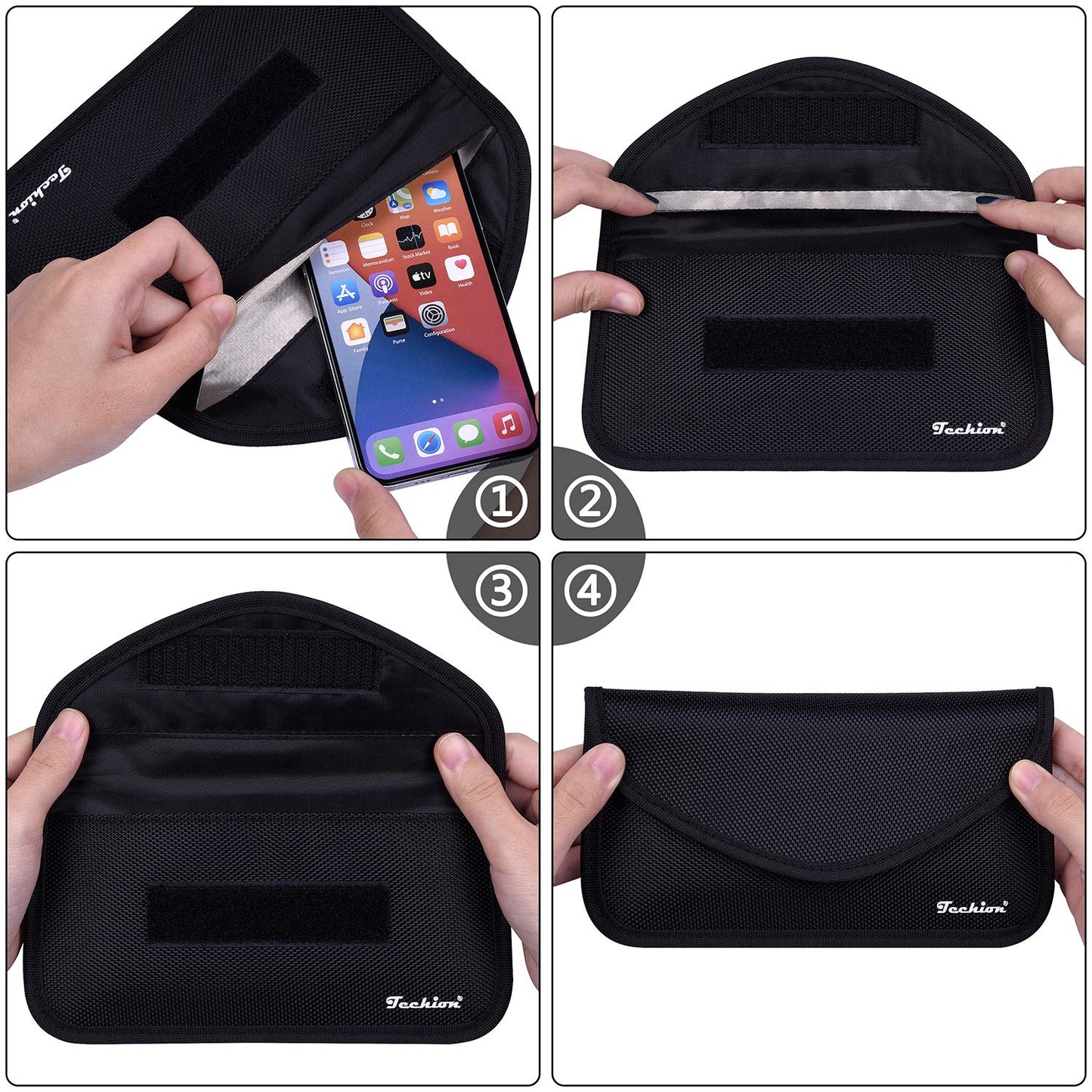 Techion Signal Blocking Bag, 2 Pack RFID Faraday Bag Shield Pouch Cage Box Wallet Case for Cell Phone and Car Key FOB, Privacy Protection