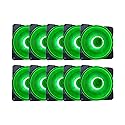 APEVIA CO1012L-GN Cosmos 120mm Green LED Ultra Silent Case Fan w/ 16 LEDs & Anti-Vibration Rubber Pads (10 Pk)